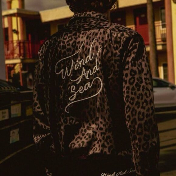 WIND AND SEA Brushed Leopard Open Collar Shirt Brown Men's Large - Picture 3 of 8